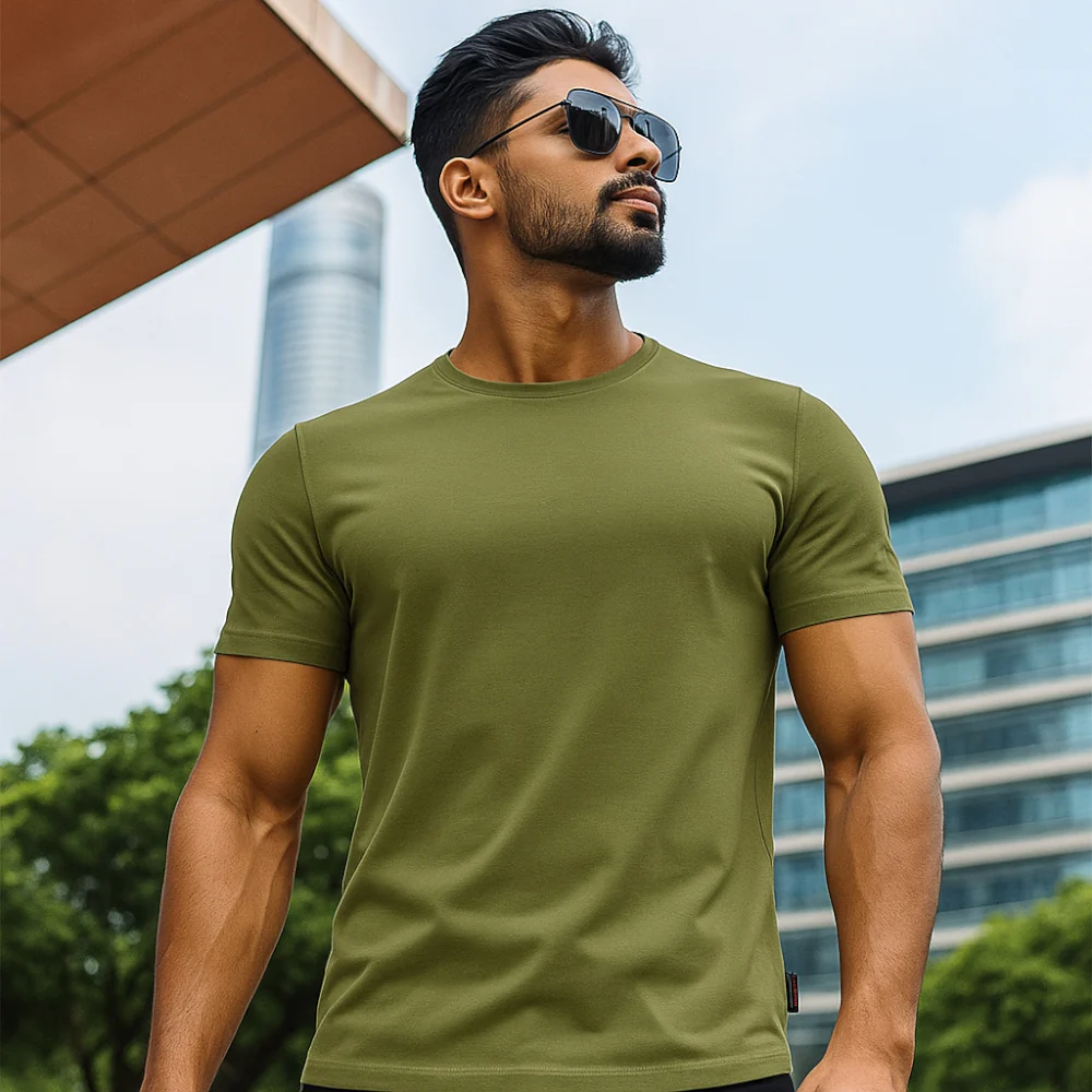 ACTIV BASIC CASUAL T-SHIRT - KHAKI