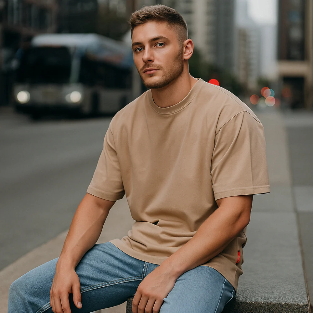 ACTIV BASIC R.NECK - OVERSIZE T-SHIRT - BEIGE