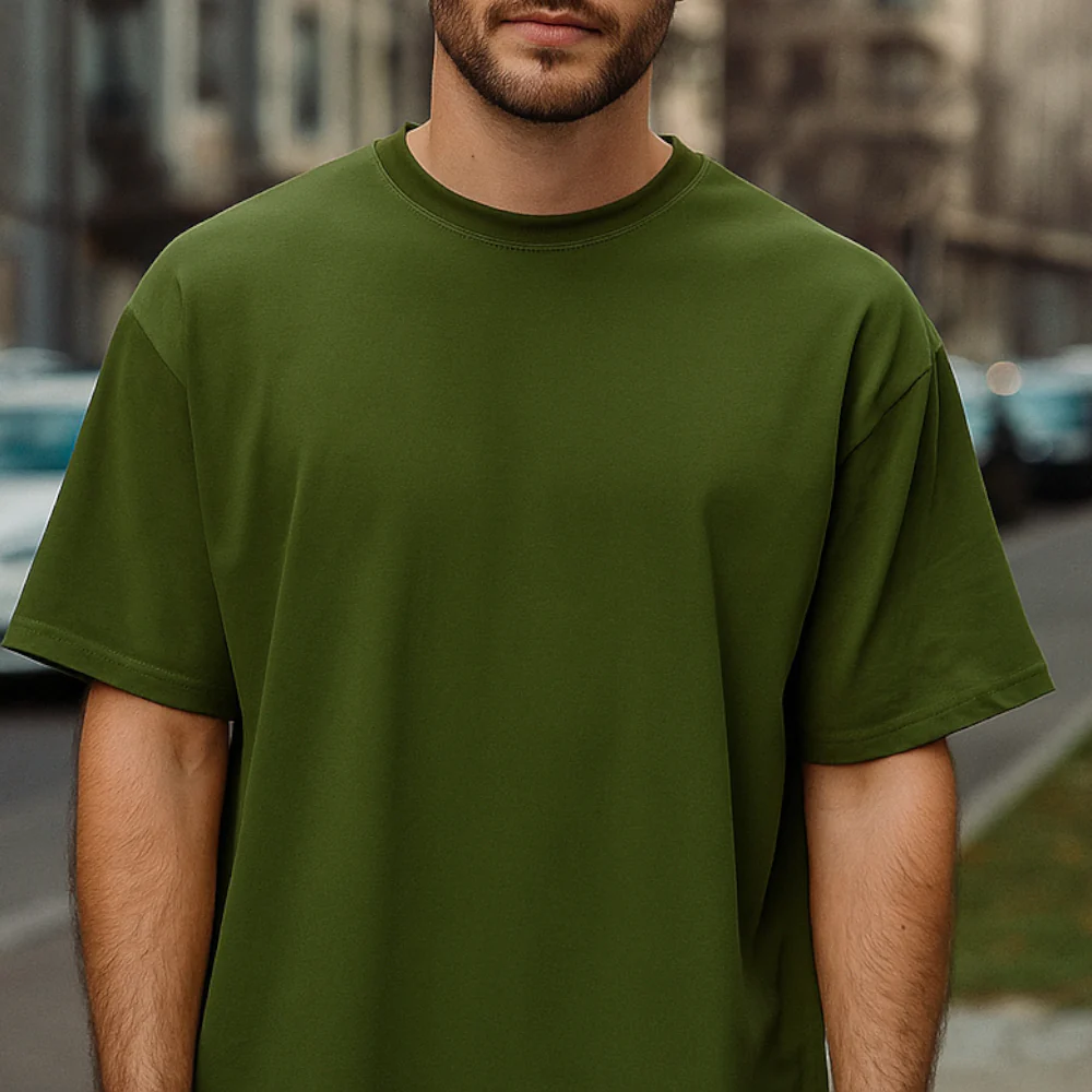 ACTIV BASIC R.NECK - OVERSIZE T-SHIRT - D.OLIVE