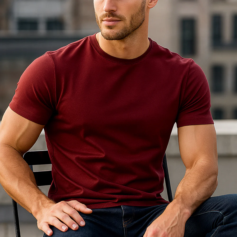 ACTIV BASIC R.NECK T-SHIRT - BURGUNDY
