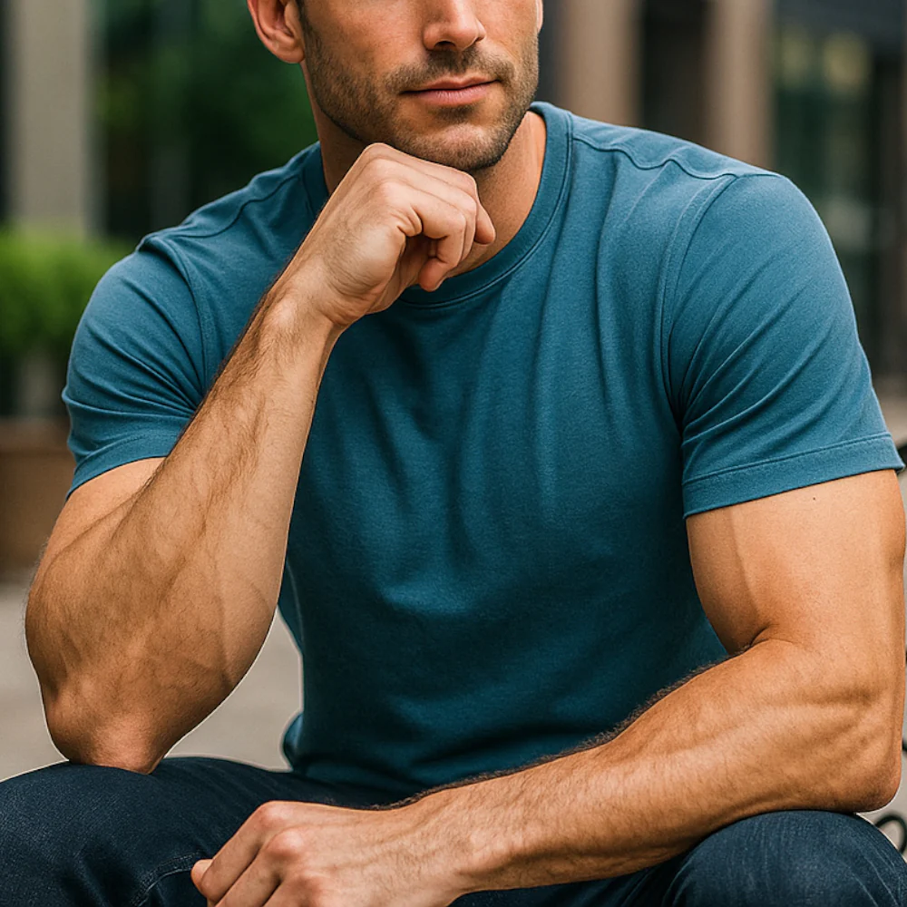 ACTIV BASIC R.NECK T-SHIRT - INDIGO