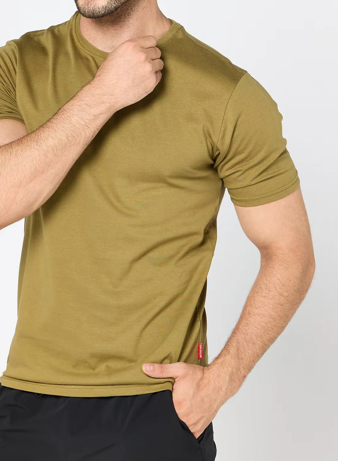 ACTIV BASIC R.NECK T-SHIRT - KHAKI - Image 3
