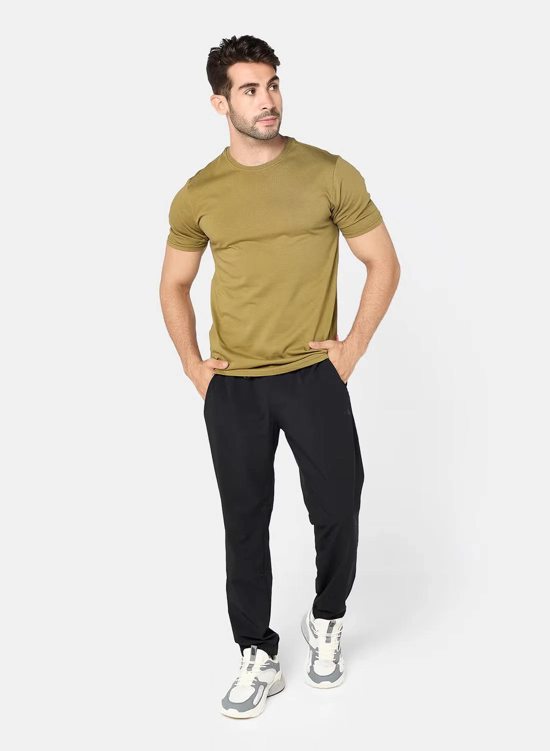 ACTIV BASIC R.NECK T-SHIRT - KHAKI - Image 4