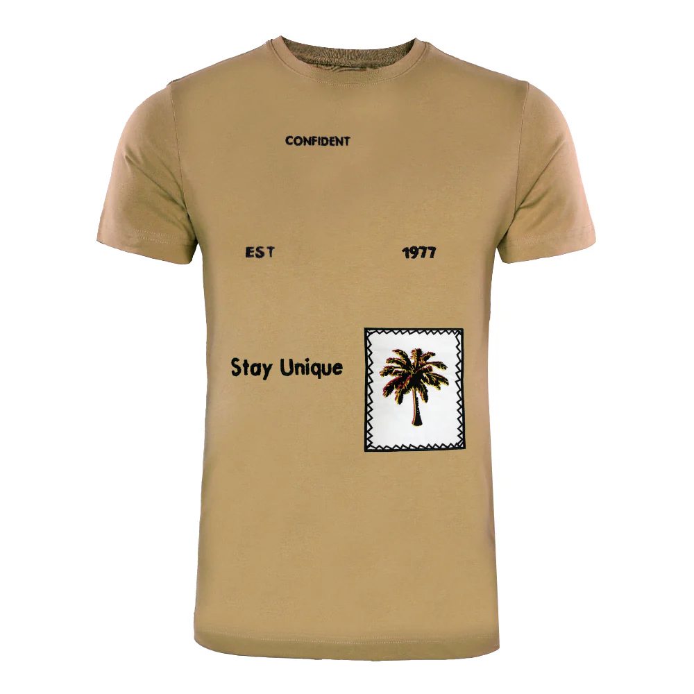 ACTIV EMB R.NECK T-SHIRT - BEIGE - Image 2
