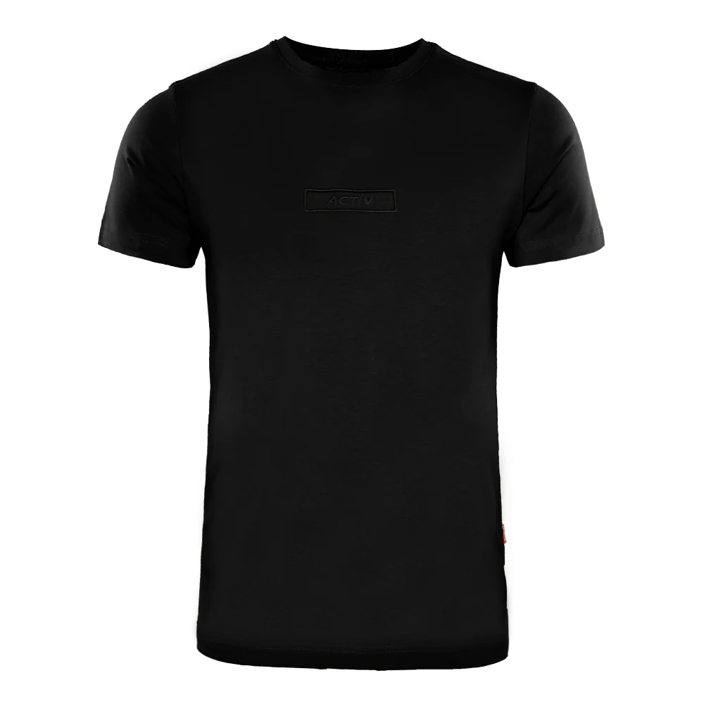 ACTIV EMB R.NECK T-SHIRT - BLACK - Image 2