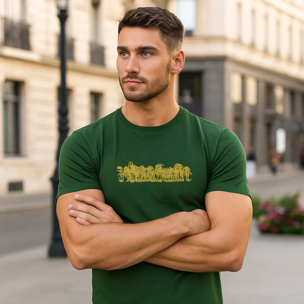 ACTIV EMB R.NECK T-SHIRT - D.OLIVE