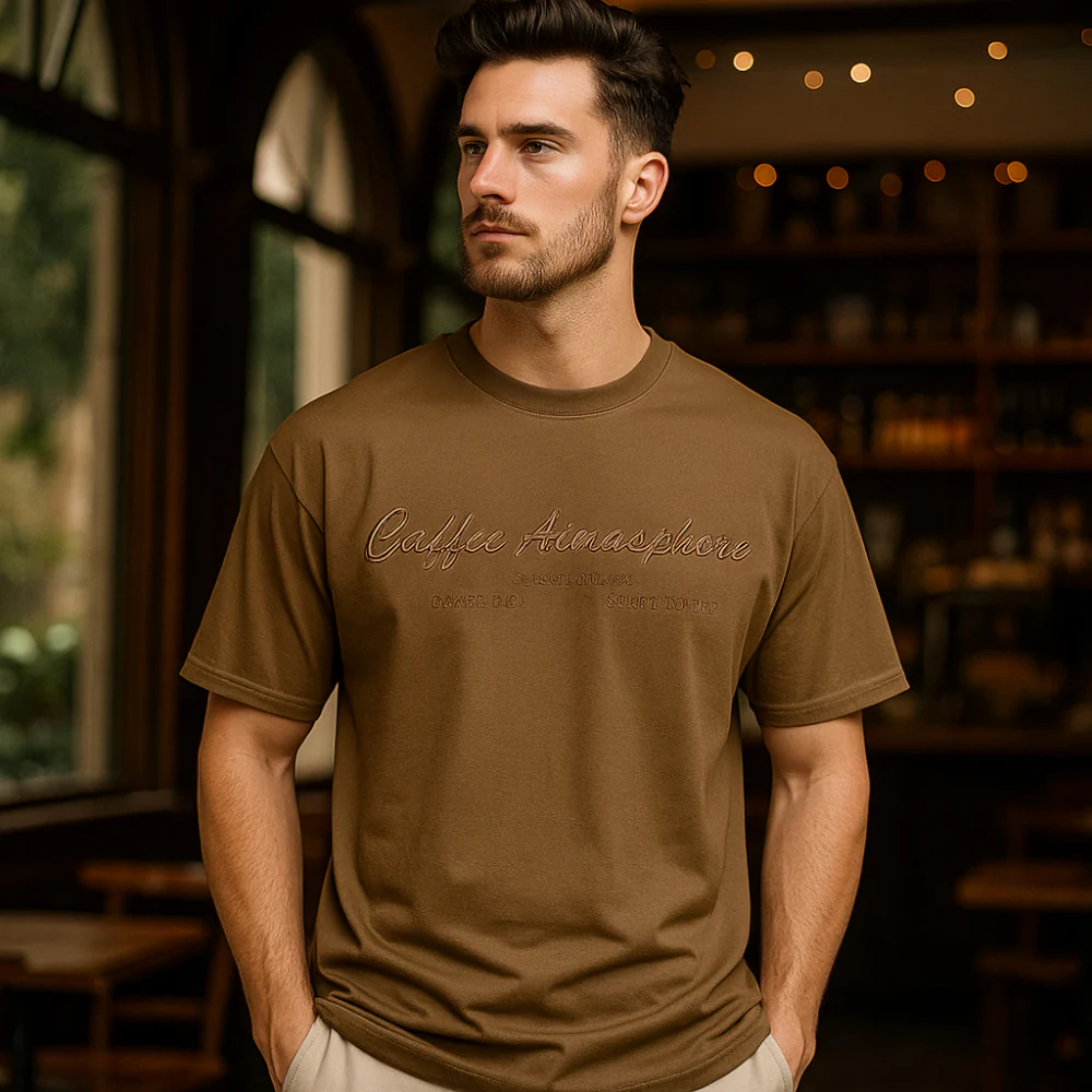 ACTIV EMB R.NECK T-SHIRT OVERSIZE - BROWN