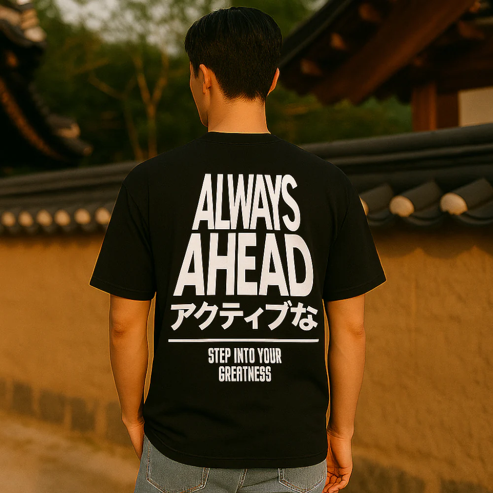 ACTIV GRAPHIC R.NECK -OVRSIZE T-SHIRT - BLACK - Image 2