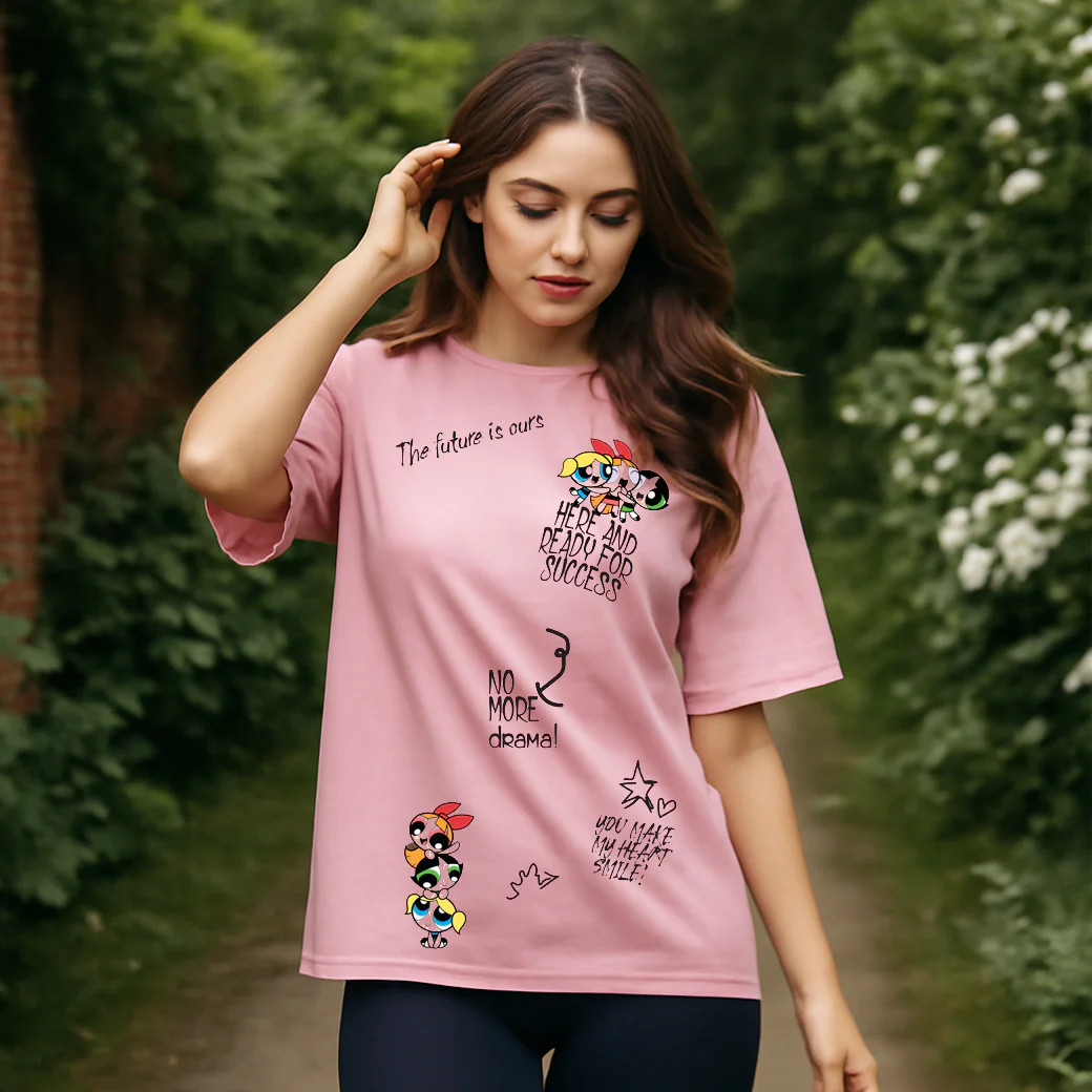 ACTIV GRAPHIC R.NECK -OVRSIZE T-SHIRT - ROSE