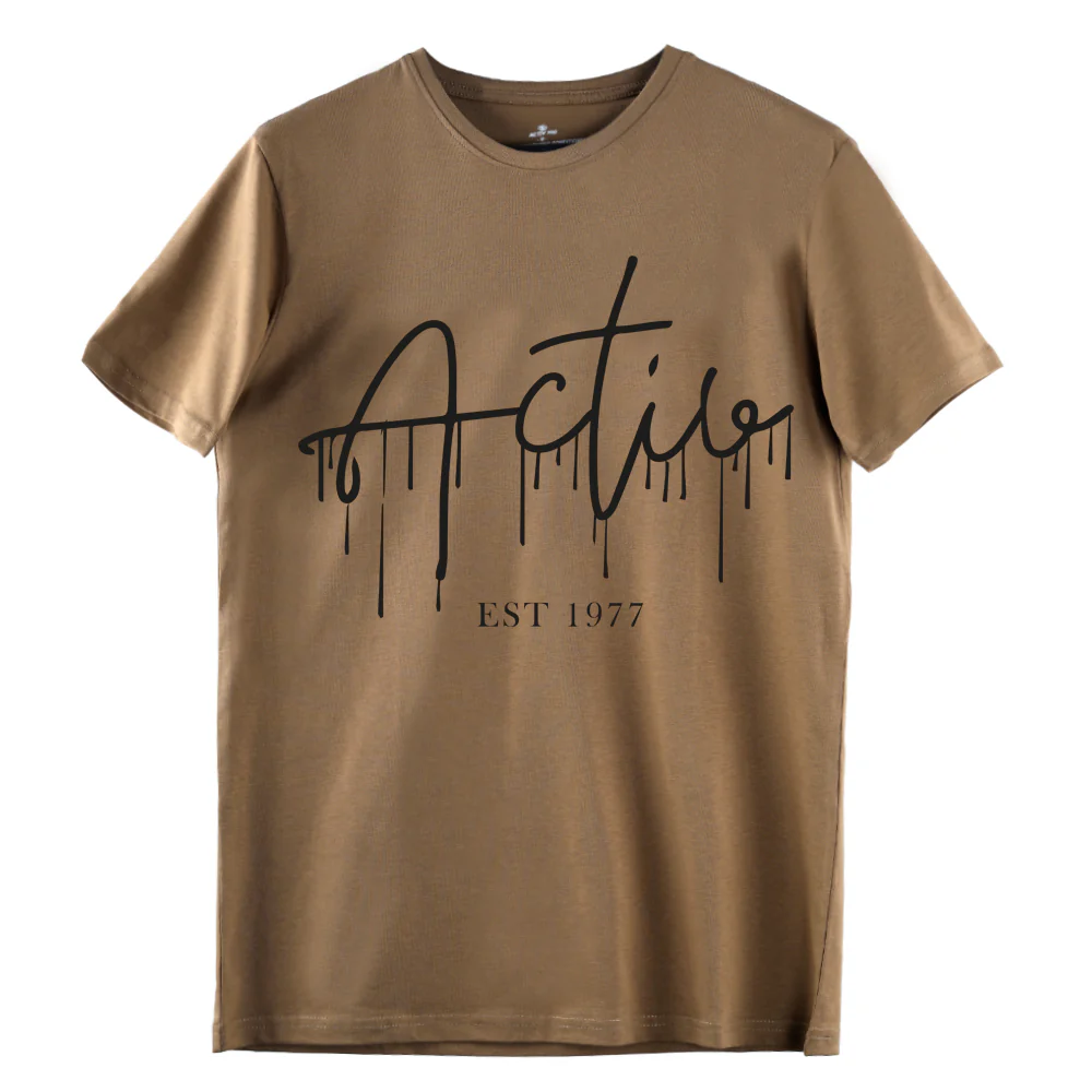 ACTIV GRAPHIC R.NECK T-SHIRT - CAMEL