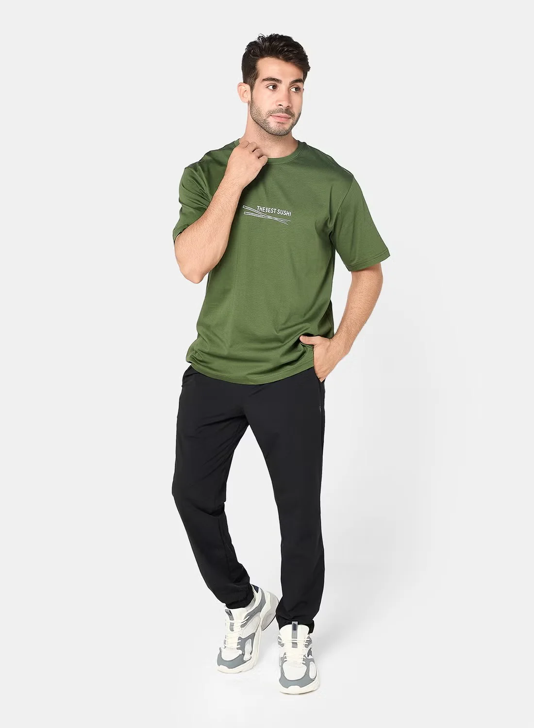 ACTIV GRAPHIC R.NECK T-SHIRT - OLIVE - Image 7