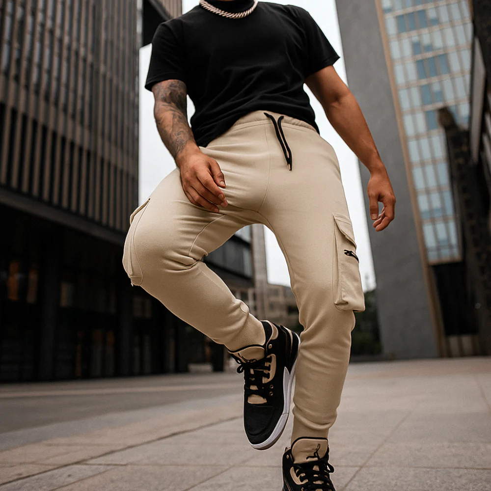 ACTIV POCKET ZIPPER SWEATPANTS - BEIGE