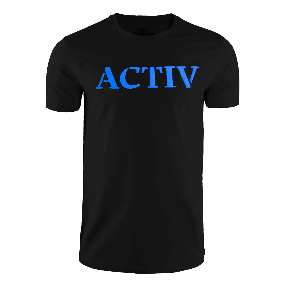 ACTIV PRINT R.NECK T-SHIRT - BLACK - Image 2