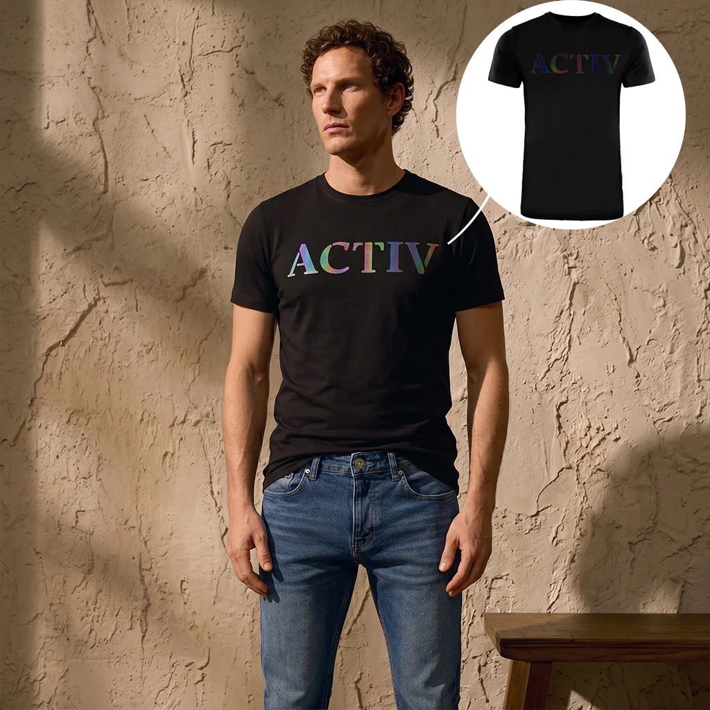 ACTIV PRINT R.NECK T-SHIRT - BLACK