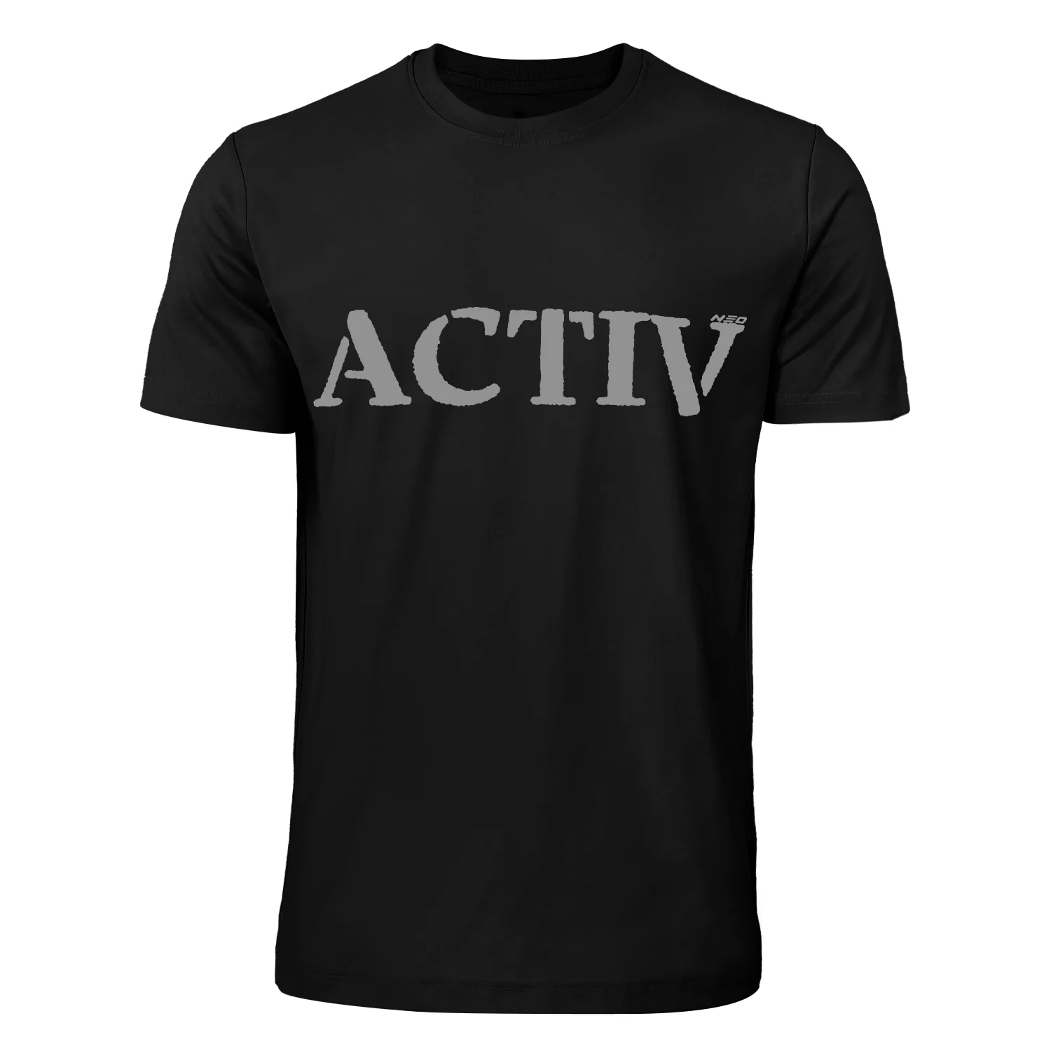 ACTIV PRINT R.NECK T-SHIRT - BLACK