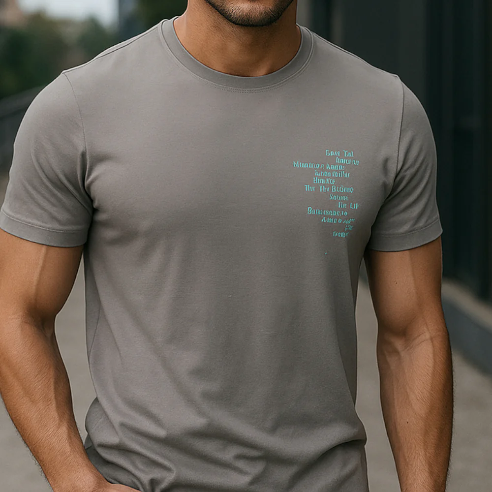 ACTIV PRINT R.NECK T-SHIRT - D.GREY