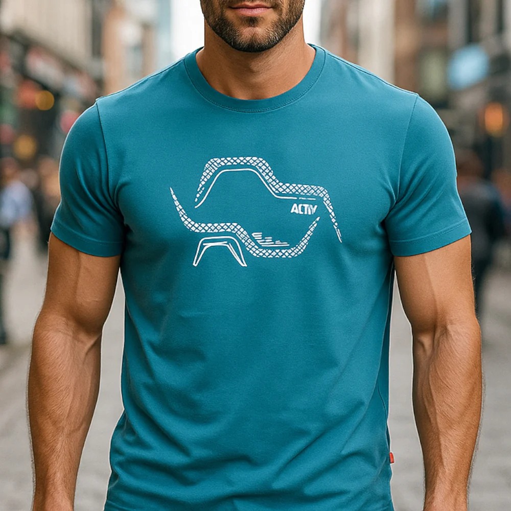 ACTIV PRINT R.NECK T-SHIRT - INDIGO