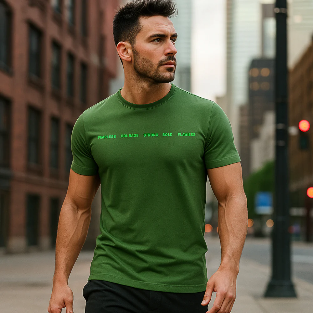 ACTIV PRINT R.NECK T-SHIRT - OLIVE
