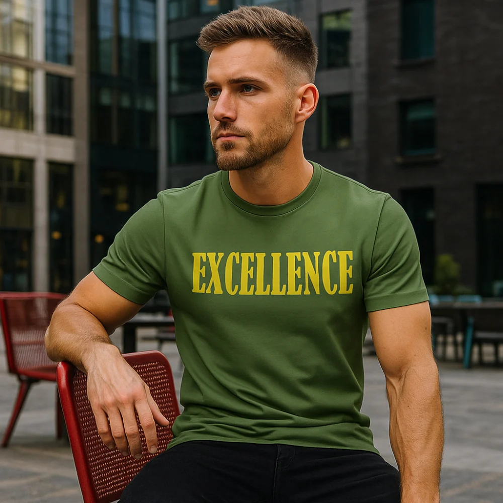 ACTIV PRINT R.NECK T-SHIRT - OLIVE