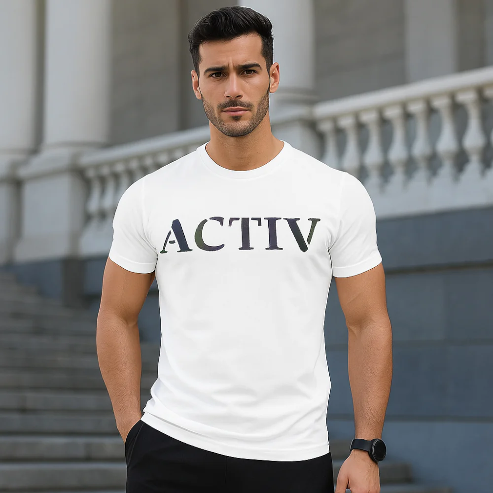 ACTIV PRINT R.NECK T-SHIRT - WHITE